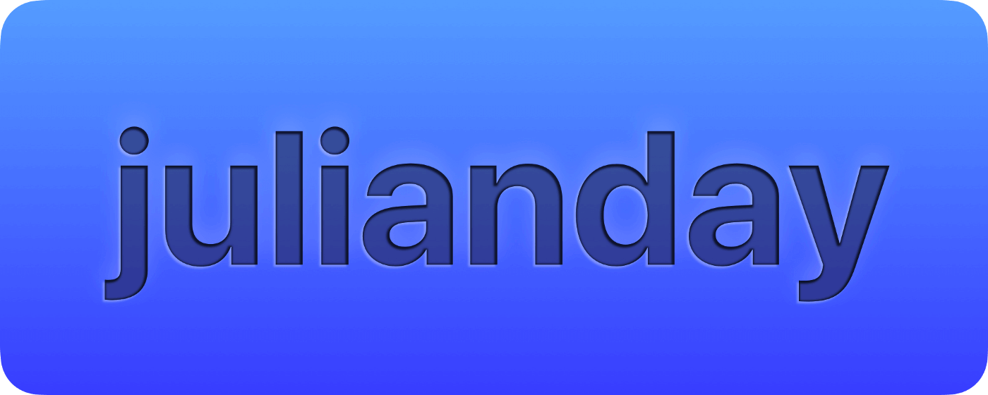 A stylized picture showing the embossed letters "julian" on a blue gradient background