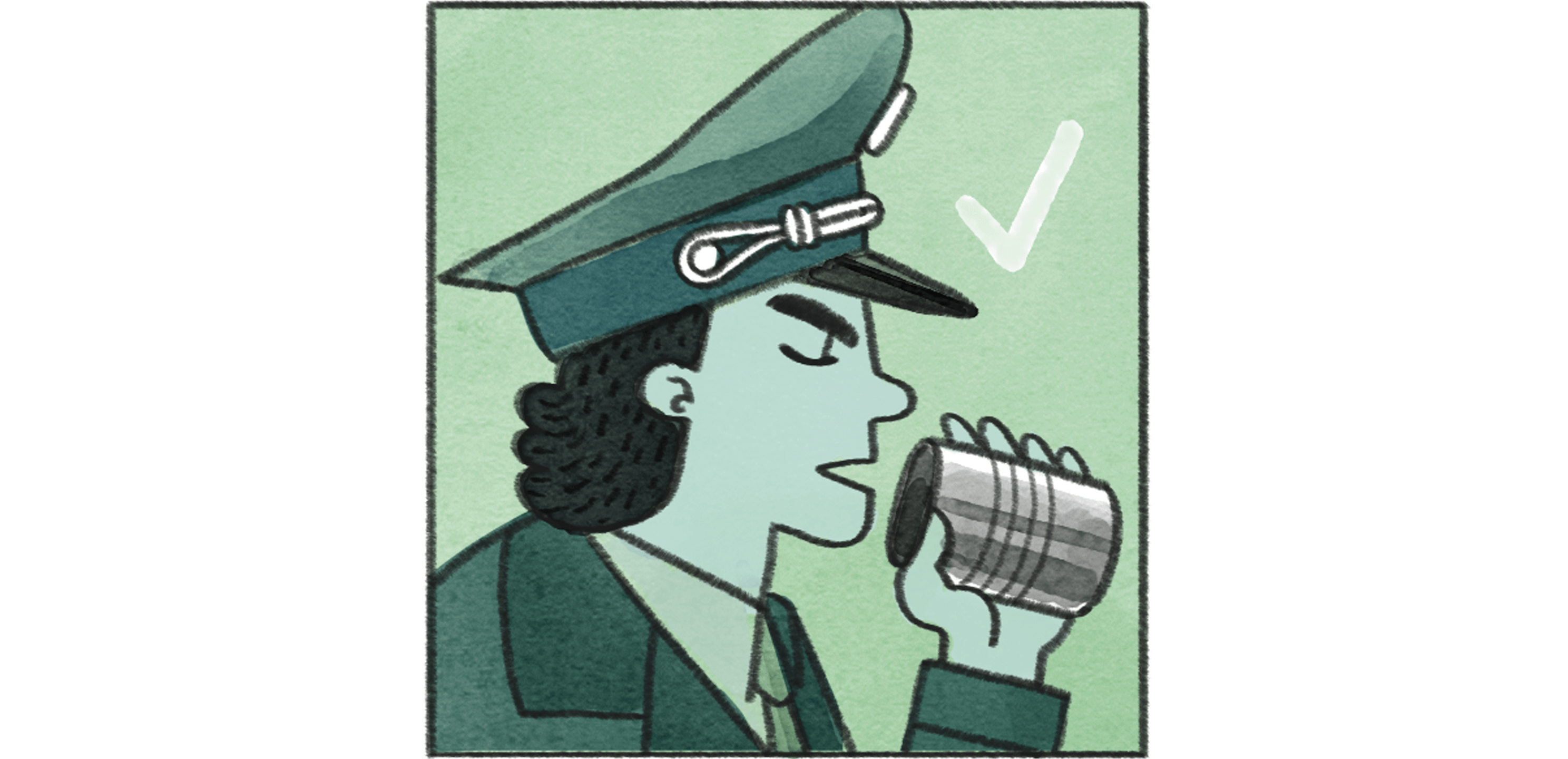 A cutout portion of the cover of the blog showing an official communicating through a metal can.