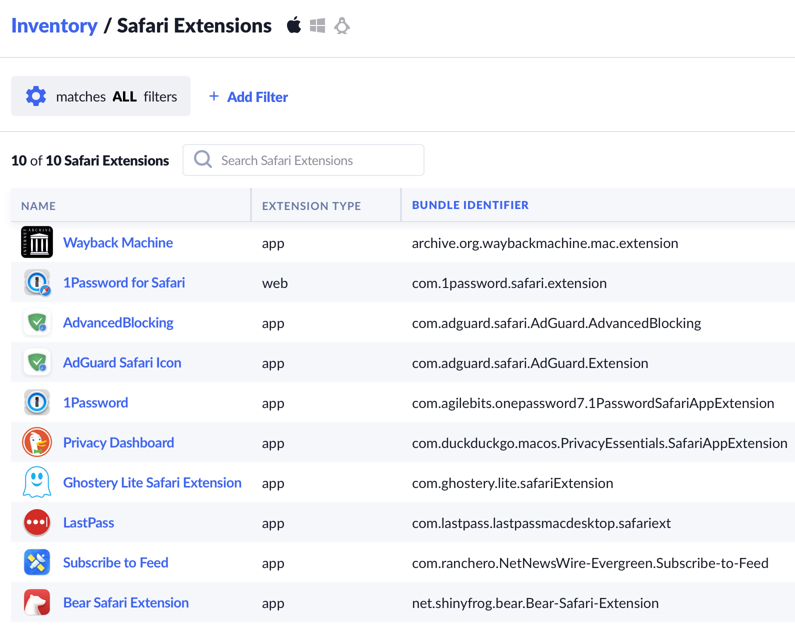 New Inventory: Safari Extensions